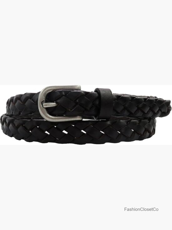 Full Grain Leather Hand Braided Skinny Belt - Adjustable